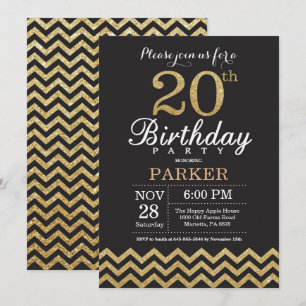 Invitation 20e anniversaire Parties scintillant no