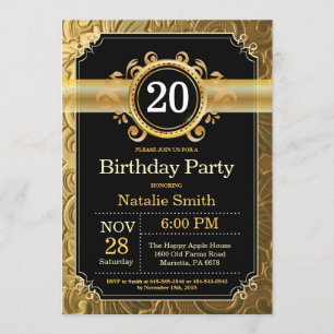 Invitation 20e anniversaire Parties scintillant no