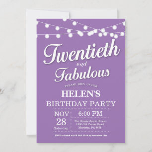Invitation 20e Anniversaire Purple Fabulous