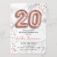 20e anniversaire - Rose Gold Balloons effet marbre