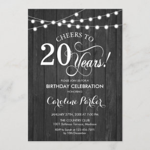 Invitation 20e anniversaire - Rustic Grey Motif