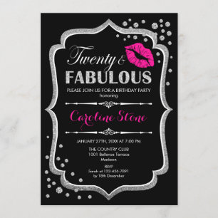 Invitation 20e anniversaire - Vingt fabuleux Black Pink Silve