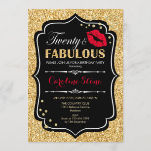 Invitation 20e anniversaire - Vingt fabuleux or noir rouge