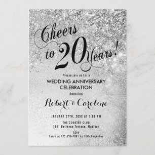 Invitation 20ème Argent d'anniversaire de mariage