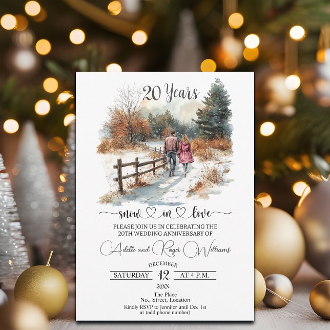 Invitation 20th Wedding Anniversary Winter Landscape Romantic (Créateur téléchargé)