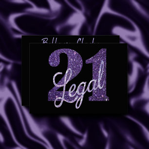 Invitation 21 et juridique Faux Purple Parties scintillant