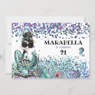 Invitation *~* 21 Mermaid GLAM LUXE En Mer Anniversaire