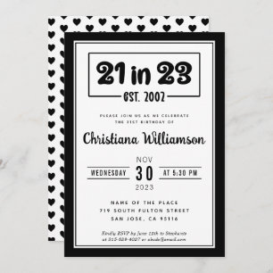 Invitation 21e anniversaire 21 en 23 Anniversaire