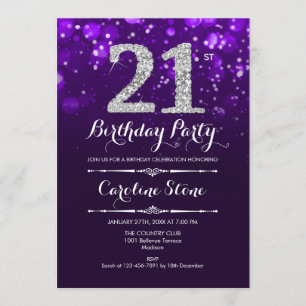 Invitation 21e anniversaire - Argent violet
