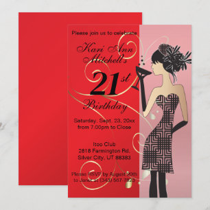 Invitation 21e anniversaire Bash Party - Rouge