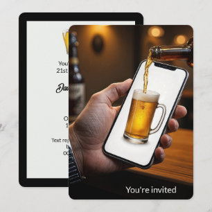 Invitation 21e Anniversaire Bière Mug sur un Smartphone