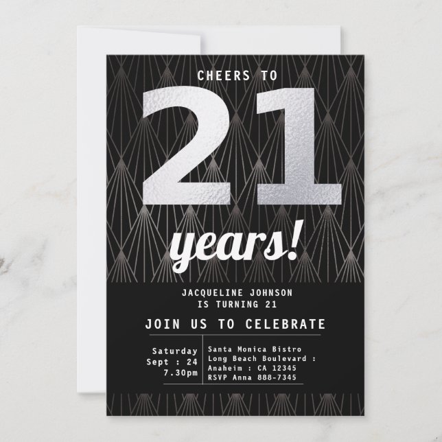 Invitation 21e anniversaire Black Silver Party (Devant)