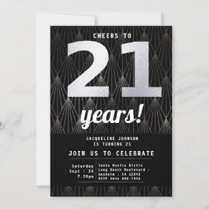Invitation 21e anniversaire Black Silver Party