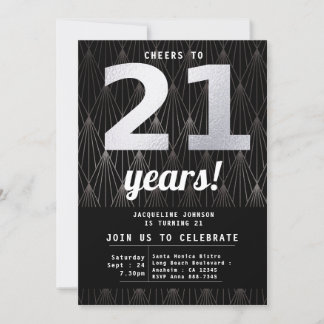 Invitation 21e anniversaire Black Silver Party