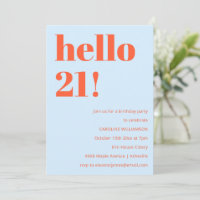 Invitation 21e Anniversaire Bleu Orange Gras Moder
