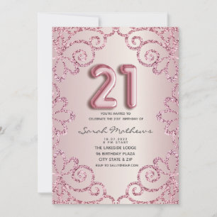 Invitation 21e anniversaire Blush Pink Parties scintillant Pr