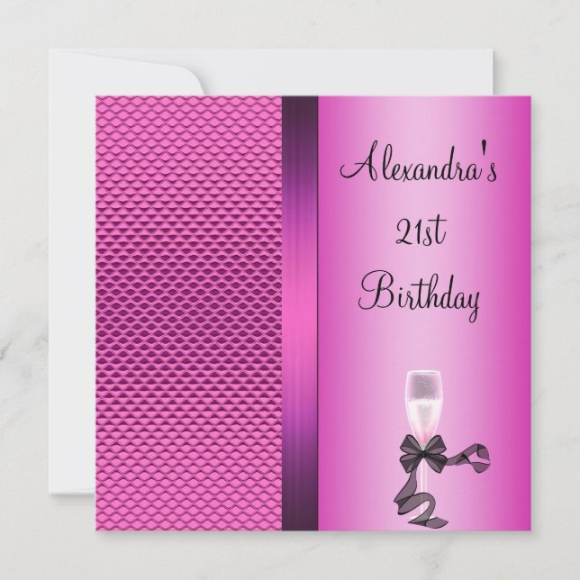 Invitation 21e anniversaire Champagne Glam Parties scintillan (Devant)