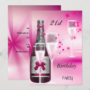Invitation 21e Anniversaire Champagne Rose 21