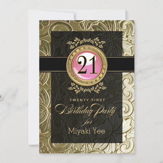 Invitation 21e anniversaire de l'élégante glamour (Devant)