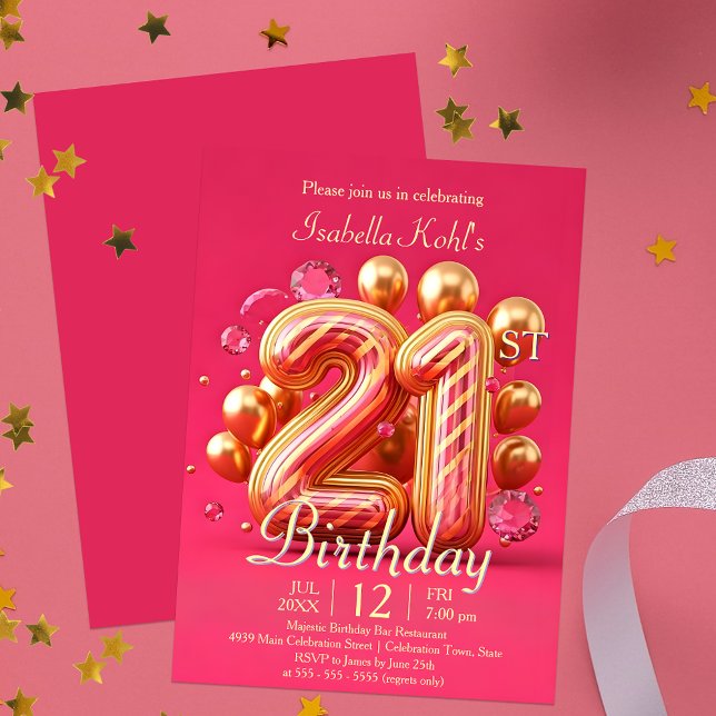 Invitation 21e anniversaire de rose et d'or glamour (Créateur téléchargé)