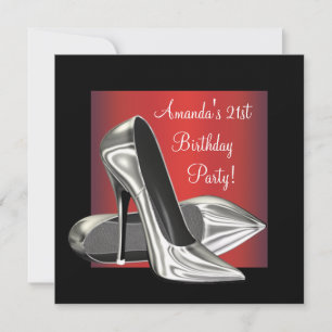 Invitation 21e anniversaire des femmes du Red Black High Heel