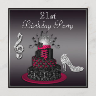 Invitation 21e anniversaire Disco Diva Cake and Heels Hot Pin