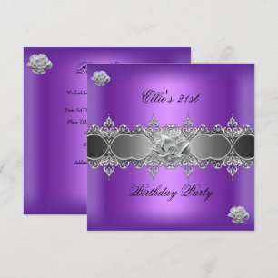 Invitation 21e anniversaire Elégant Joyau floral en argent vi