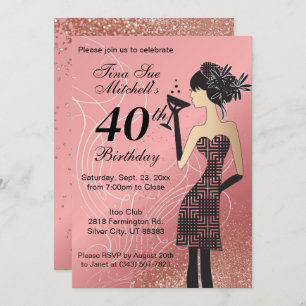 Invitation 21e anniversaire fête Bash - Rose