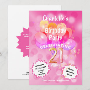 Invitation 21e Anniversaire Fête Glam Sparkle Glitzy Invitati