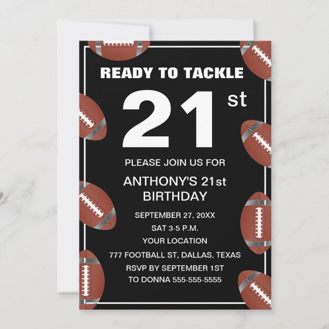 Invitation 21e Anniversaire Football Black Papa Sport (Devant)