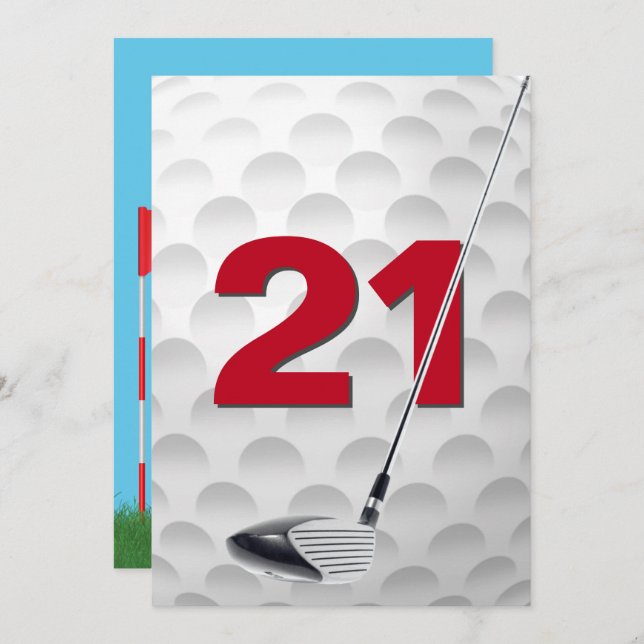 Invitation 21e anniversaire Golf Theme Party (Devant / Derrière)