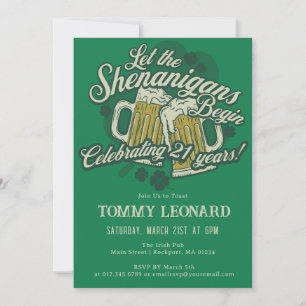 Invitation 21e anniversaire Irish St.Patrick's Day Bière
