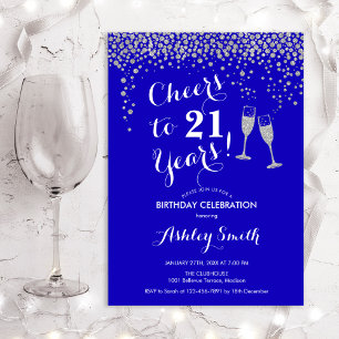 Invitation 21e Anniversaire - Joyeux À 21 Ans Royal Blue