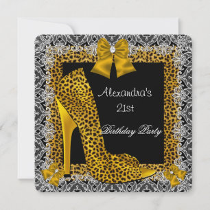 Invitation 21e Anniversaire Leopard Gold High Heel Chaussure 