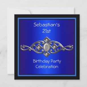 Invitation 21e Anniversaire Mans Rich Bleu Noir Argent
