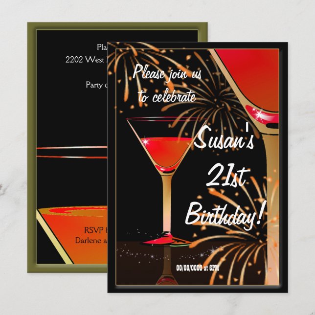 Invitation 21e anniversaire Martini Cocktail Party (Devant / Derrière)