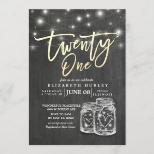 Invitation 21e Anniversaire Mason Jars Chalboard