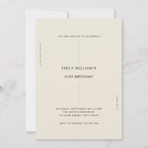 Invitation 21e anniversaire minimal moderne