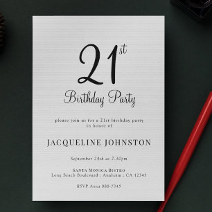 Invitation 21e anniversaire Moderne Élégante Calligraphie