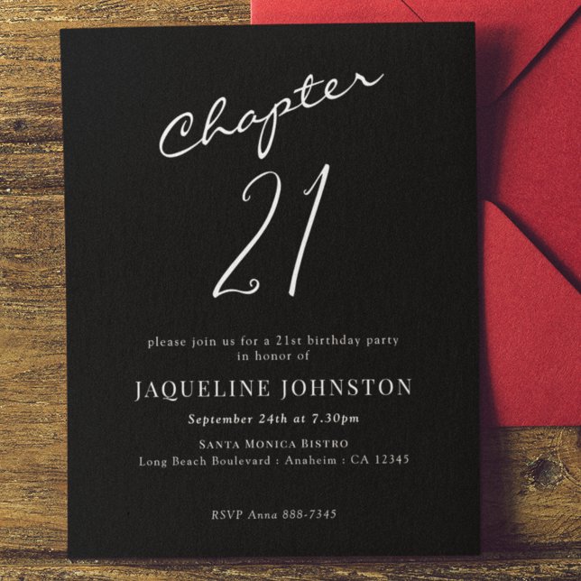 Invitation 21e anniversaire Moderne Élégante Calligraphie Scr (Créateur téléchargé)