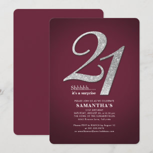 Invitation 21e anniversaire Parties scintillant de fête Bourg
