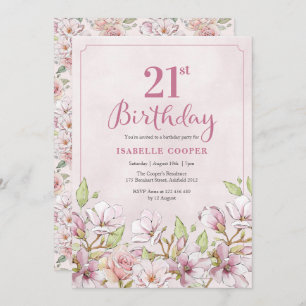 Invitation 21e anniversaire Pink Floral