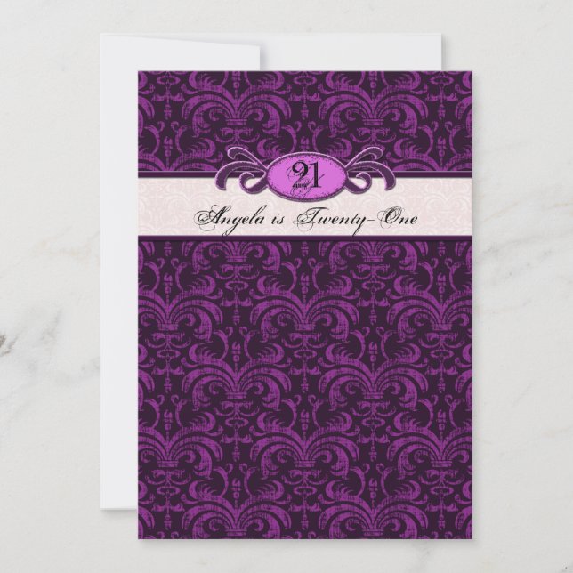 Invitation 21e anniversaire pour une fille gothique, Fuschia  (Devant)