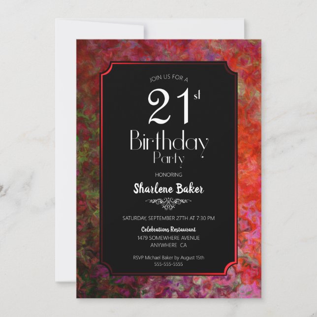 Invitation 21e anniversaire Red and Black Party (Devant)