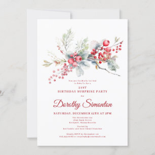 Invitation 21e Anniversaire Surprise Party Verdure Berry Roug