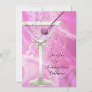 Invitation 21e Anniversaire White Pink Martini