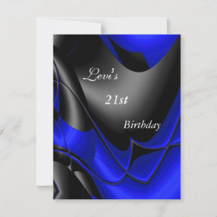 Invitation 21e fête d'anniversaire Abstraits Black blue Mens