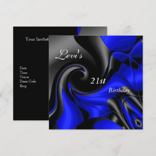 Invitation 21e fête d'anniversaire Abstraits Black blue Mens