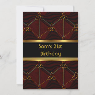 Invitation 21e fête d'anniversaire Black Leather Gold Mans Me