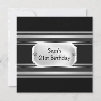 Invitation 21e fête d'anniversaire Black Metal Silver Mans Me